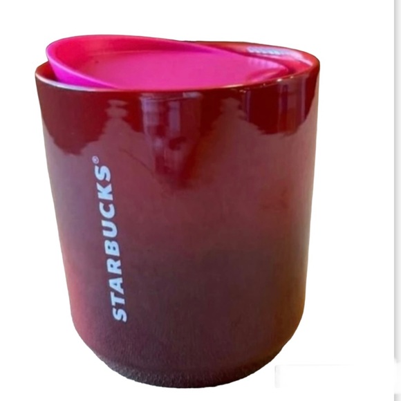 ❌GIFT❌ Starbucks Red Ombre Ceramic Stainless Insulted Short Cup Tumbler 12oz New - Picture 2 of 10